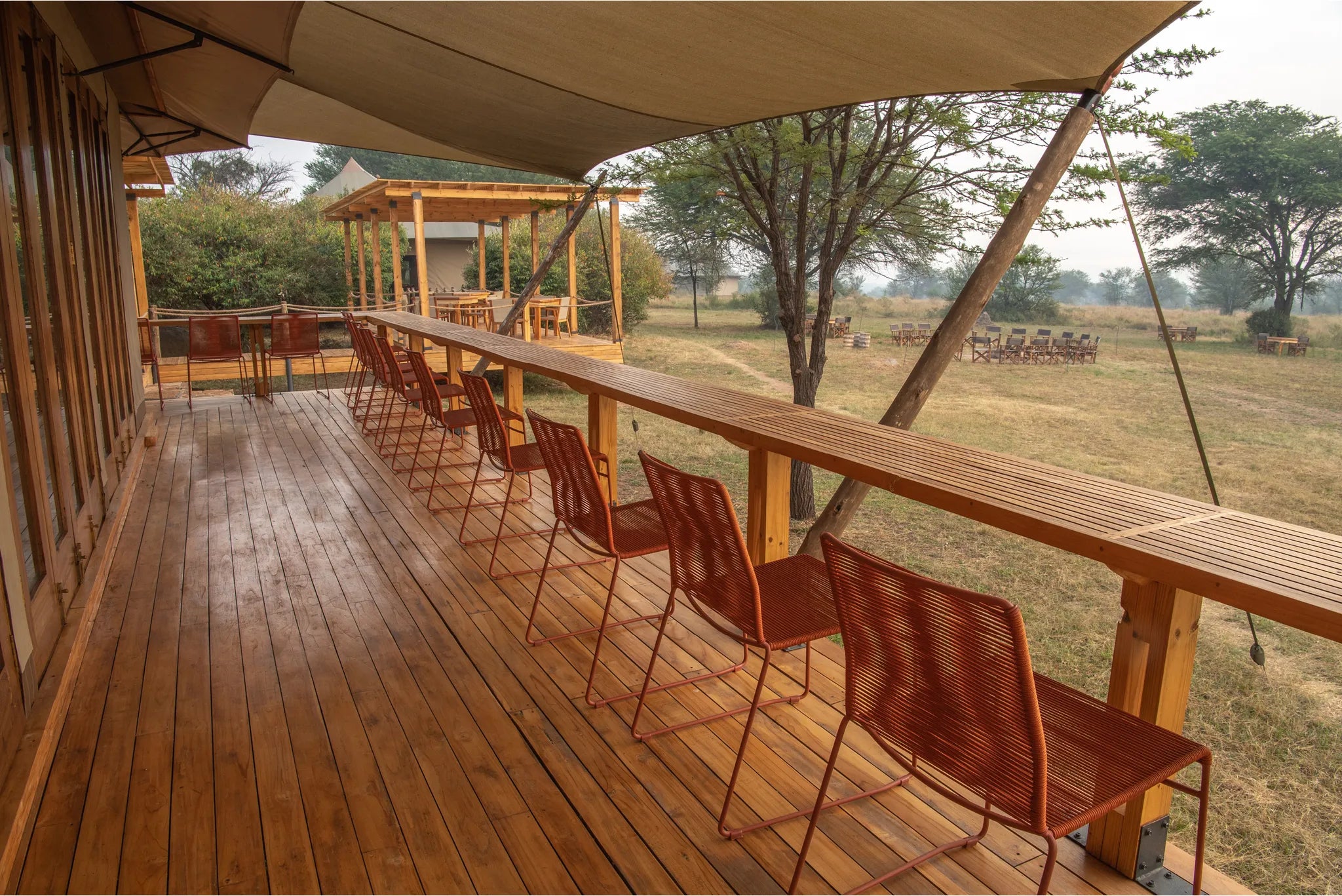 Sayari - Outside viewing deck with seating at Sayari, Northern Serengeti, Tanzania.
