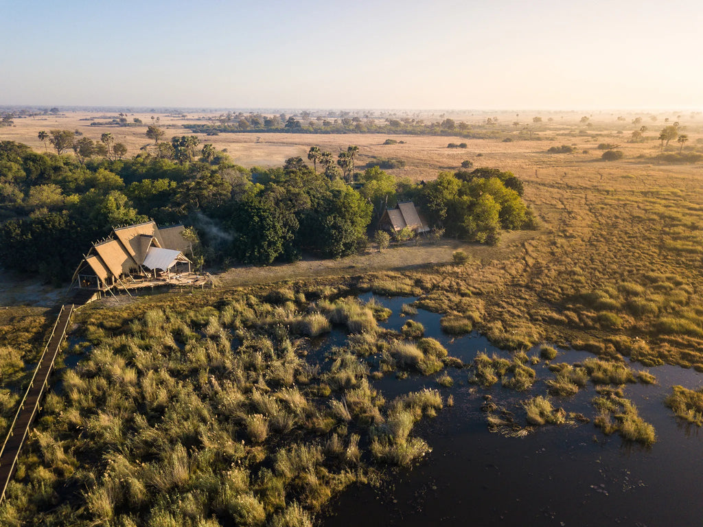 Selinda Camp Aerial View at Selinda Camp, Selinda Reserve, Botswana.