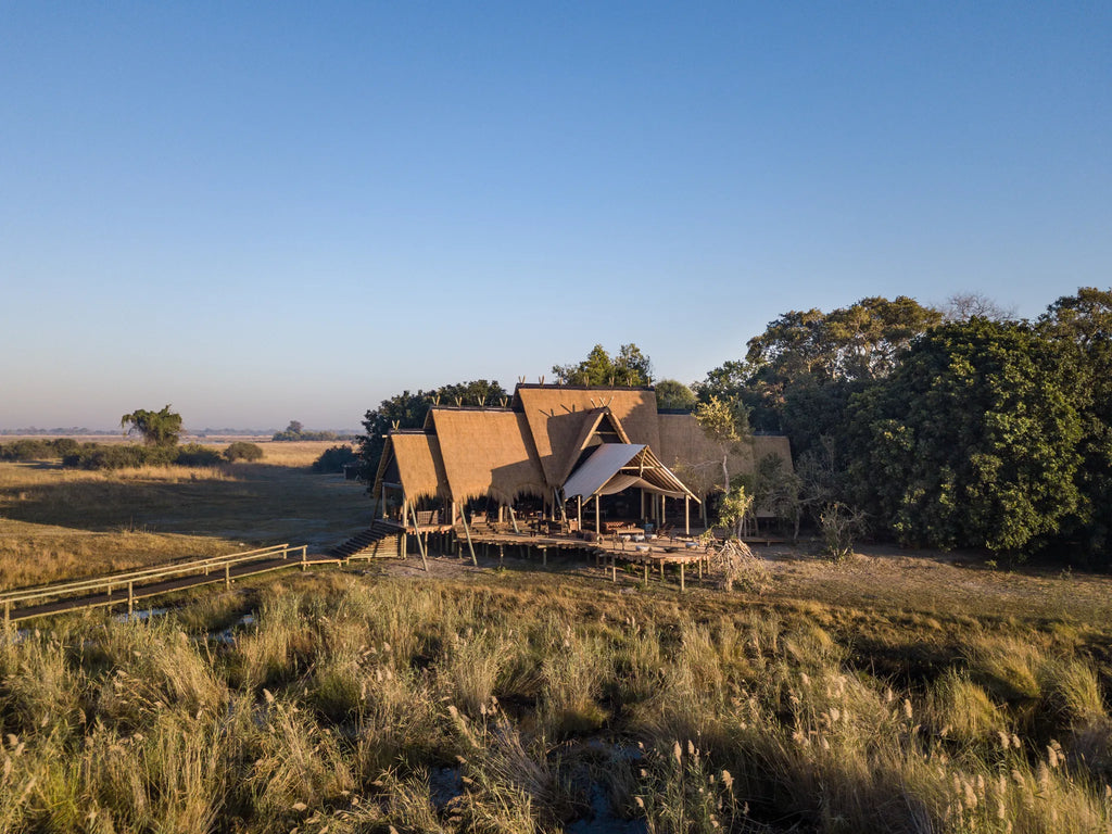 Selinda Camp Common Area Exterior at Selinda Camp, Selinda Reserve, Botswana.