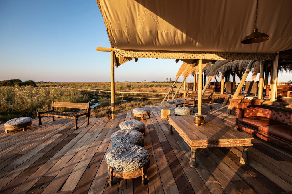 Selinda Camp Deck Views at Selinda Camp, Selinda Reserve, Botswana.