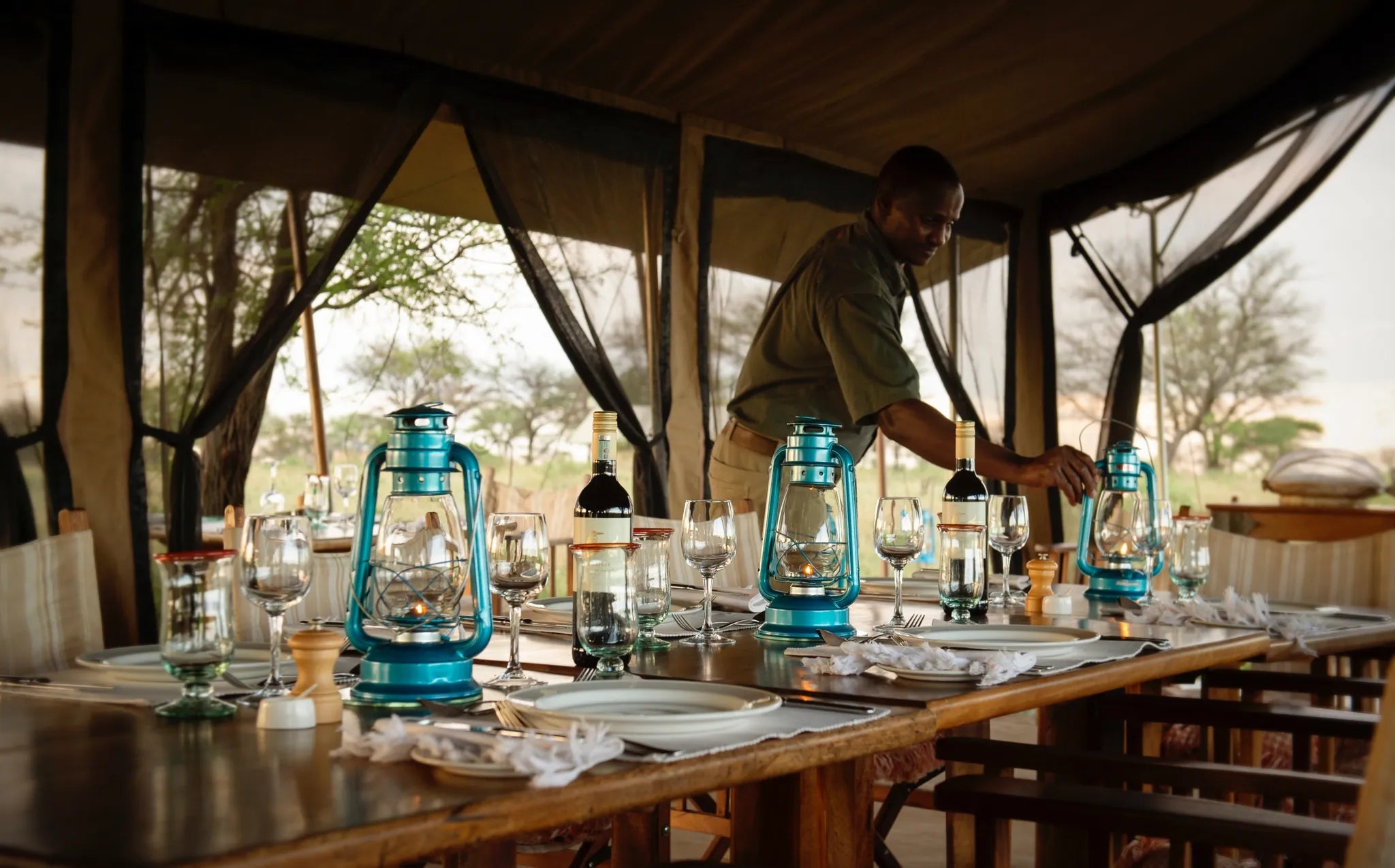 Dining at Serengeti Safari Camp South, Ndutu, Tanzania.