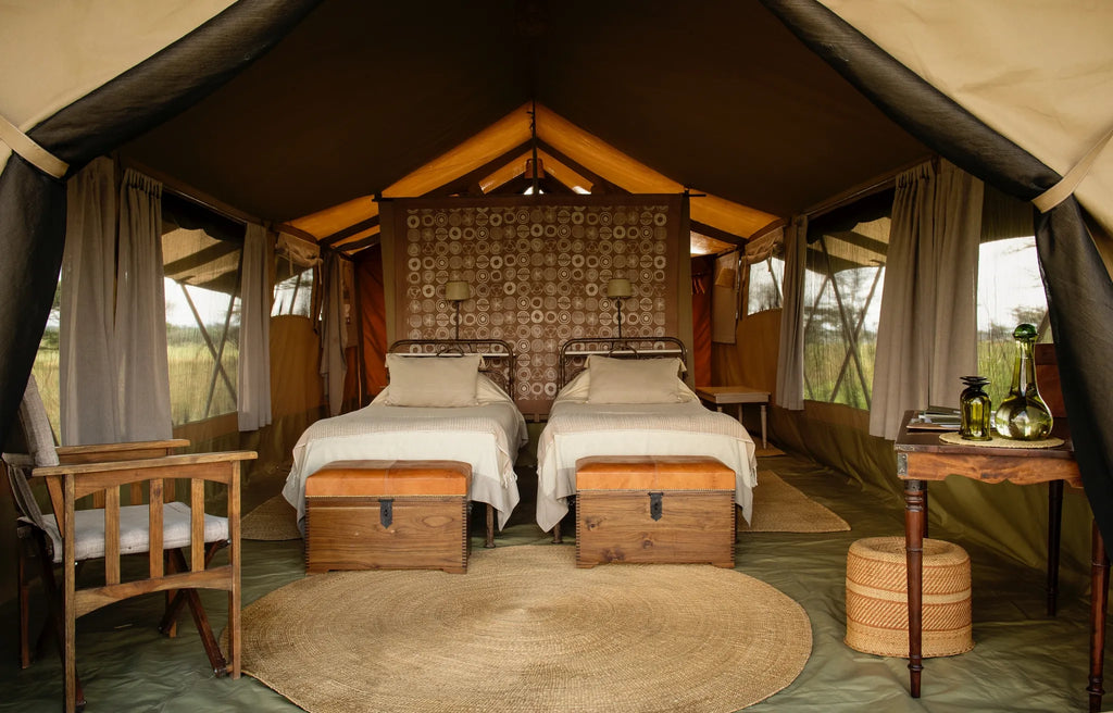 Twin tent at Serengeti Safari Camp West, Serengeti Western Corridor, Tanzania.
