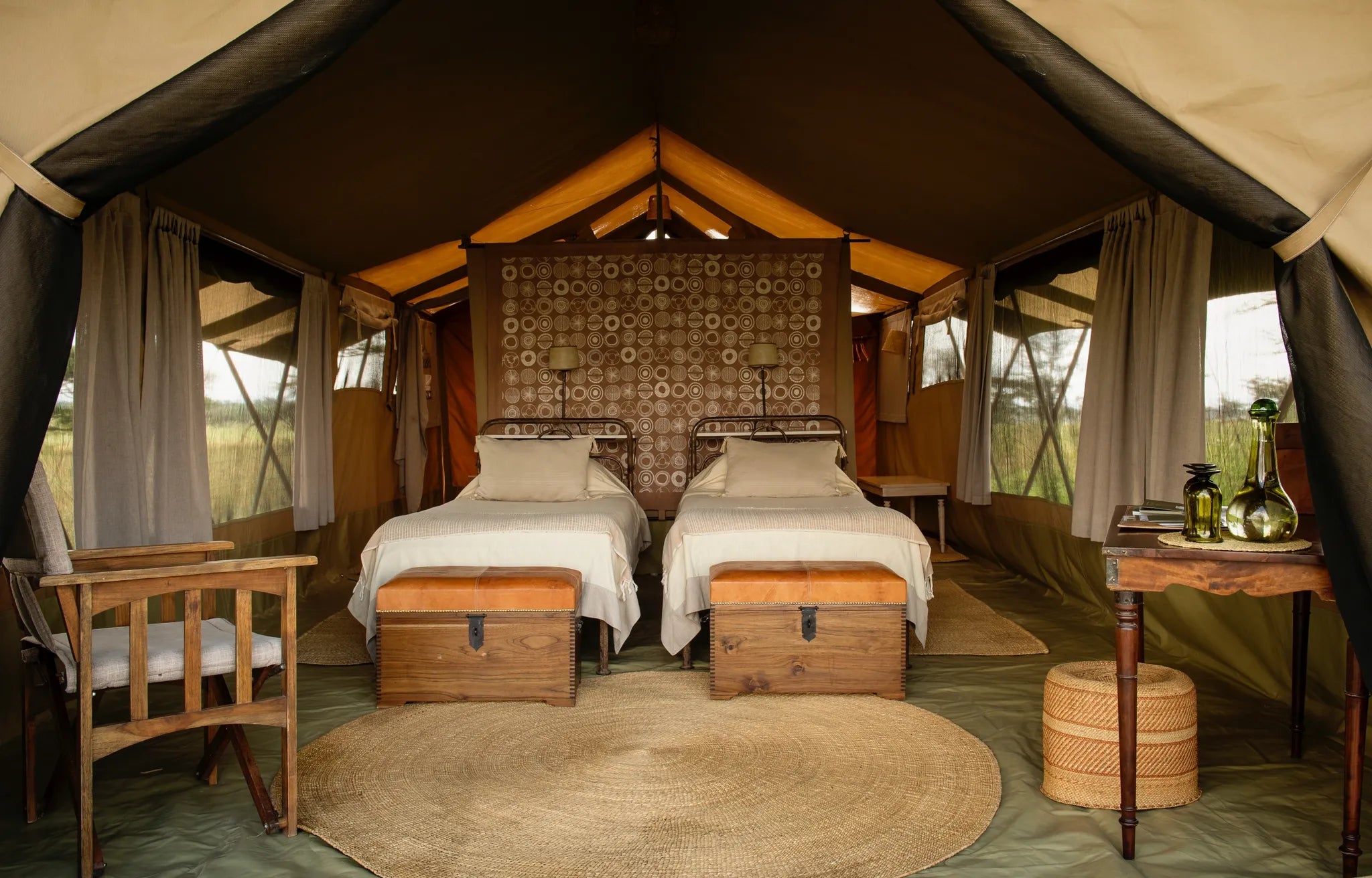 Twin tent at Serengeti Safari Camp West, Serengeti Western Corridor, Tanzania.
