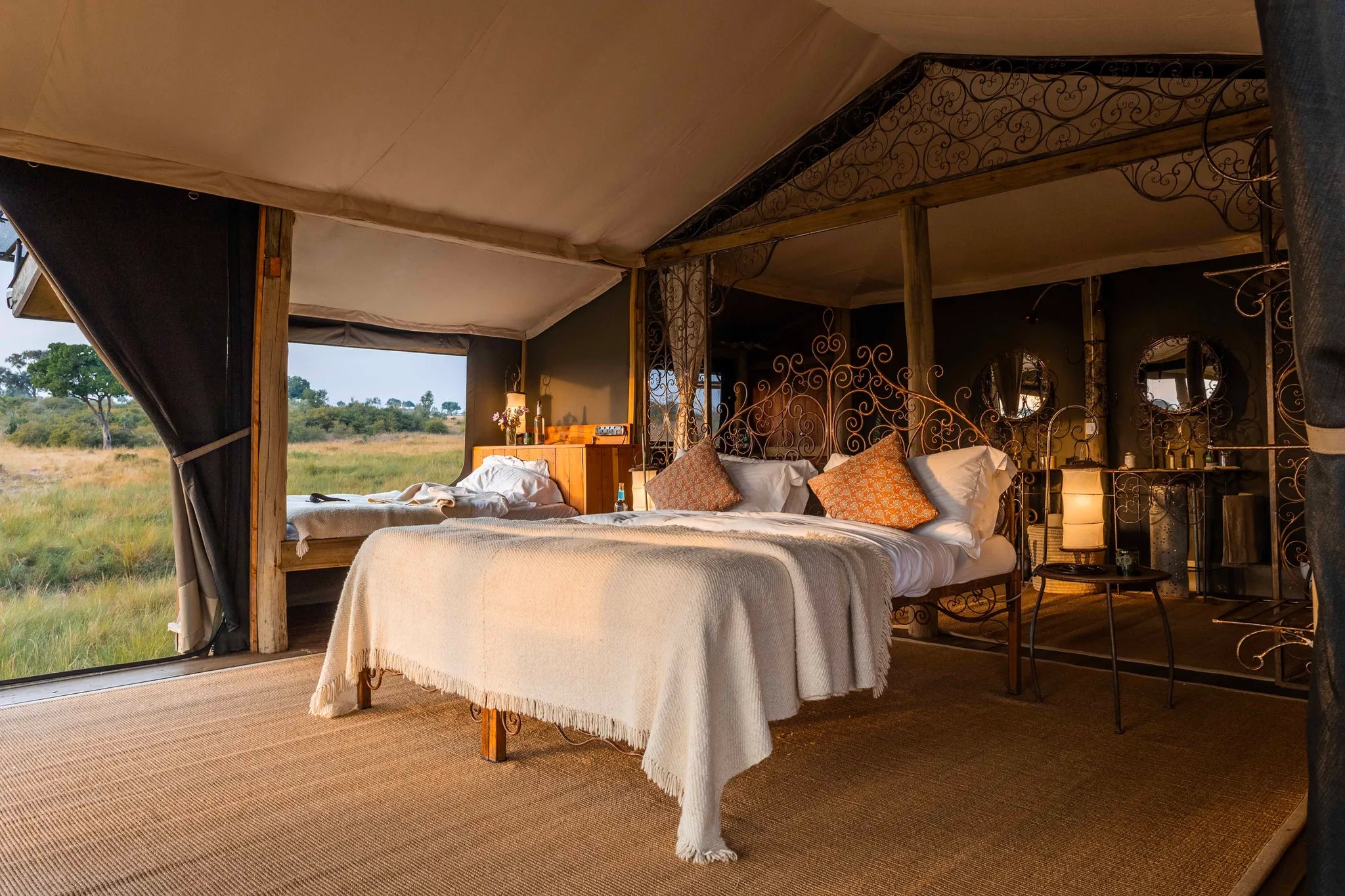 Interior tent at Serian's Kimya Kimya, Mara North Conservancy, Kenya.