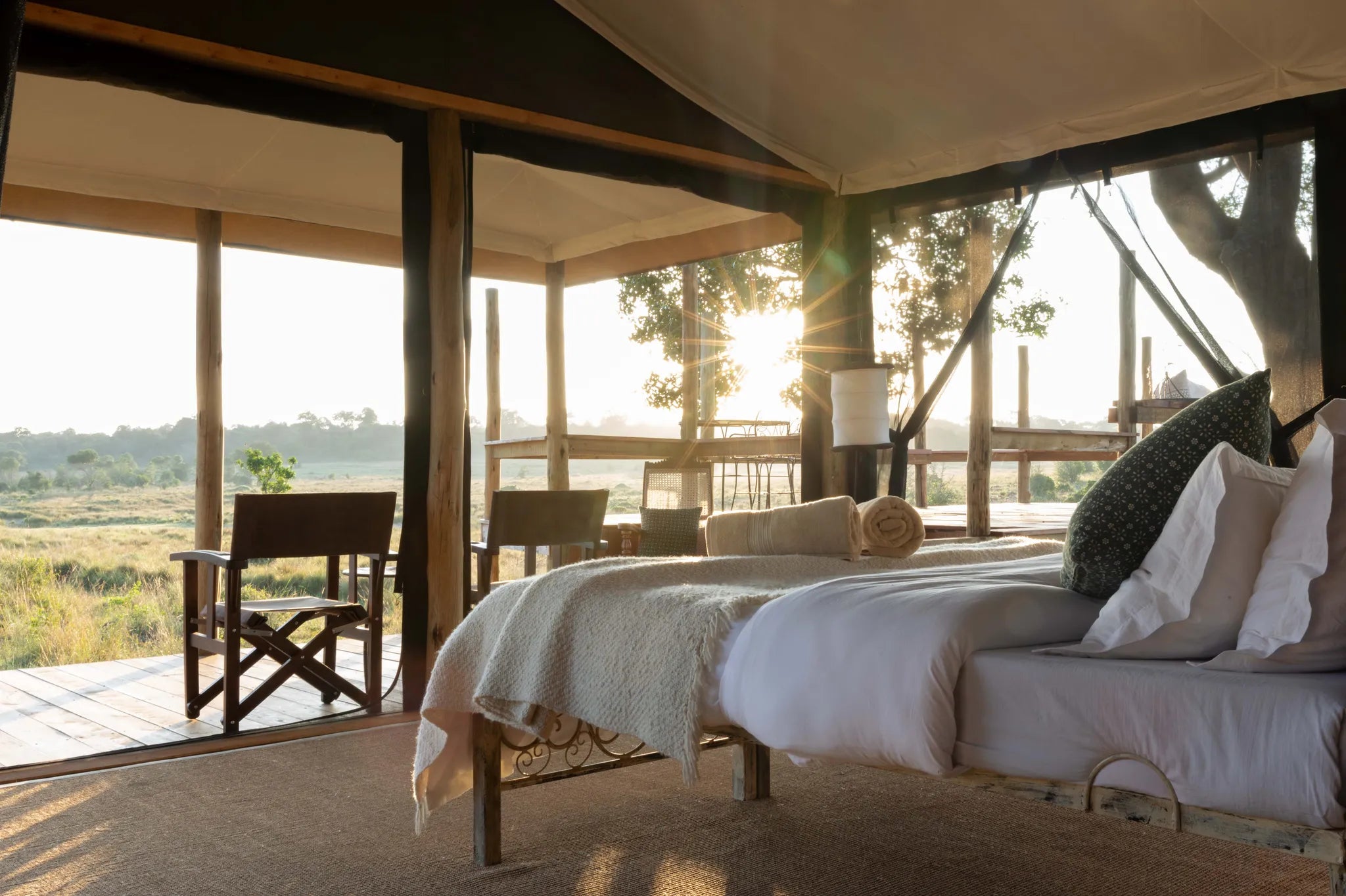 Traditional safari tent at Serian's Kimya Kimya, Mara North Conservancy, Kenya.