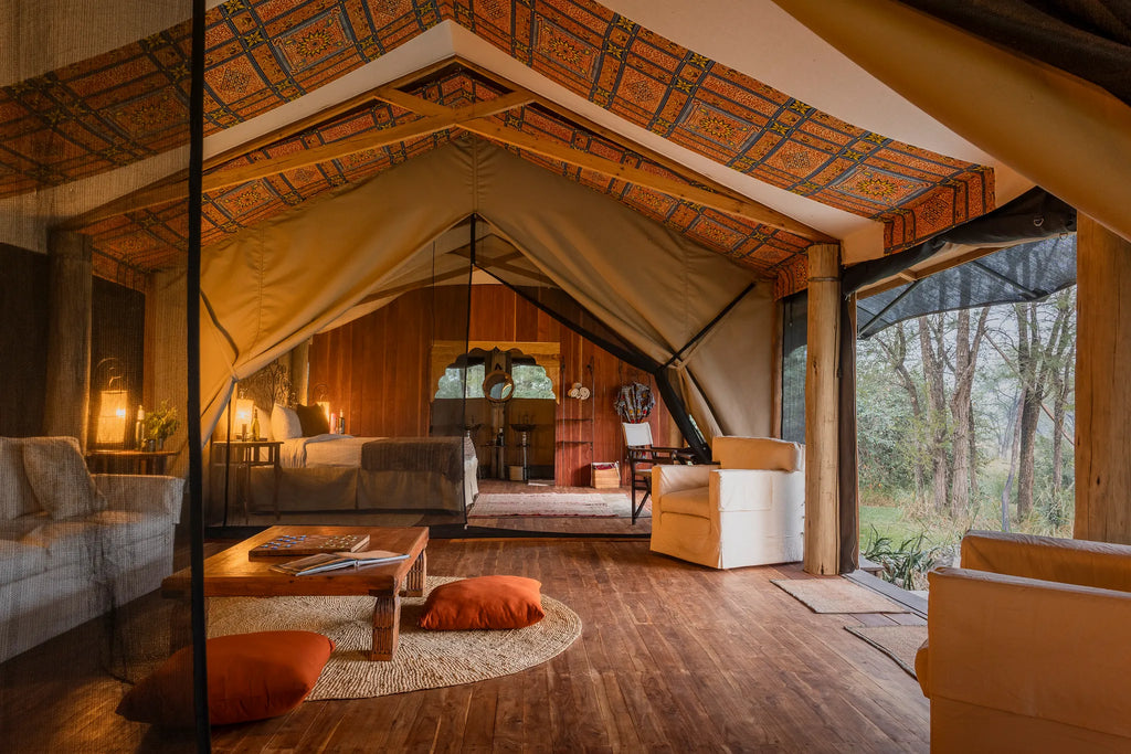 Lamai Family Tent - Interior at Serian's Serengeti Lamai, Northern Serengeti, Tanzania.