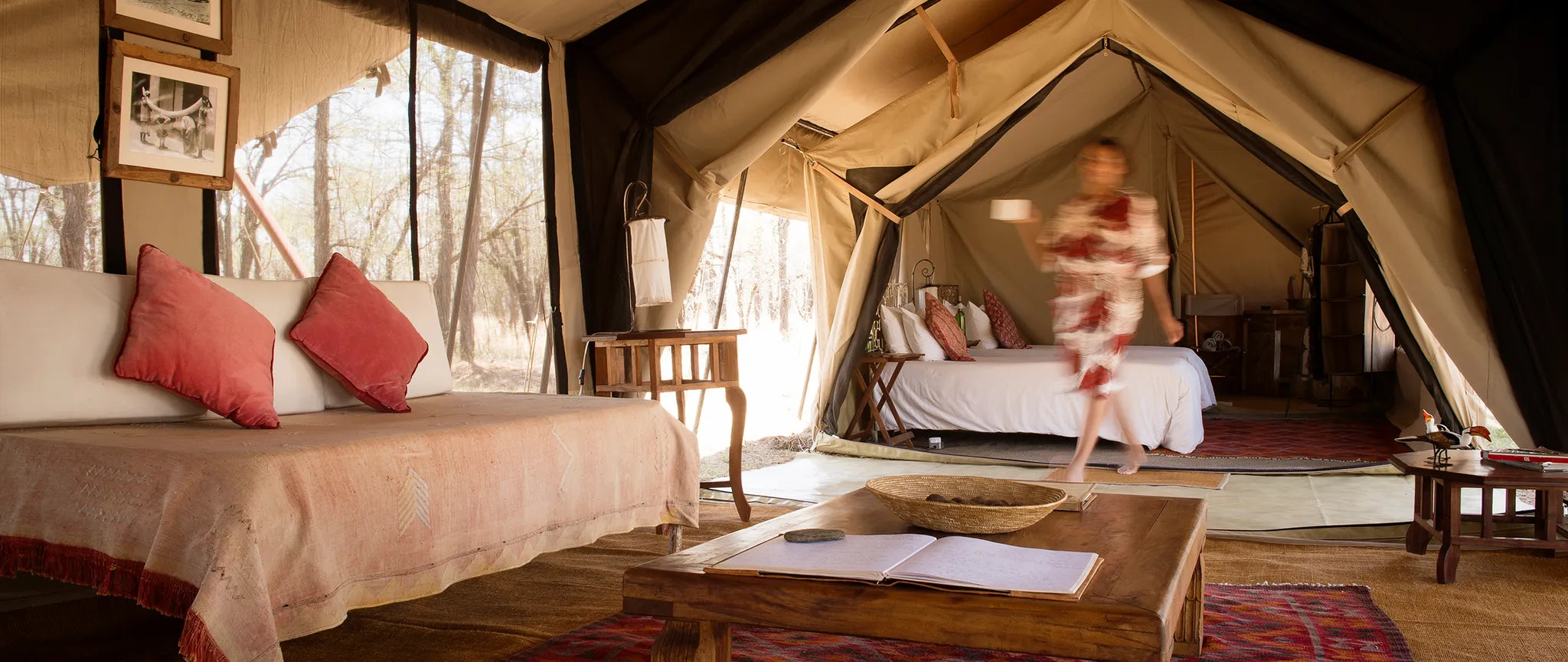 Family suite interior at Serian's Serengeti Mobile Kusini, Southern Serengeti, Tanzania.