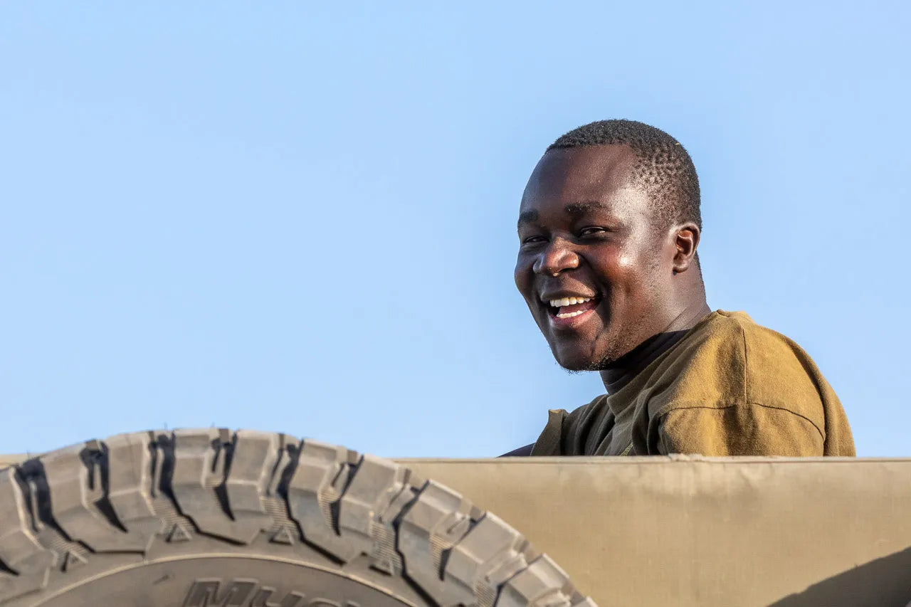 Spotting animals at Serian's Serengeti Mobile Kusini, Southern Serengeti, Tanzania.
