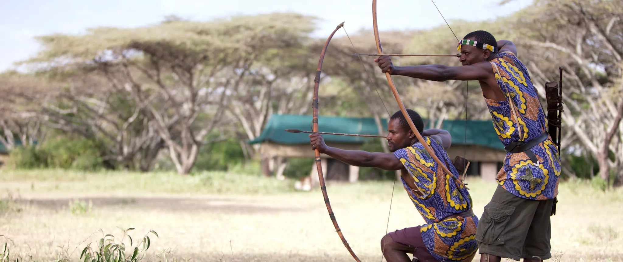 Activities - Archery; Hadzabe showing their skills at Serian's Serengeti South, Southern Serengeti, Tanzania.