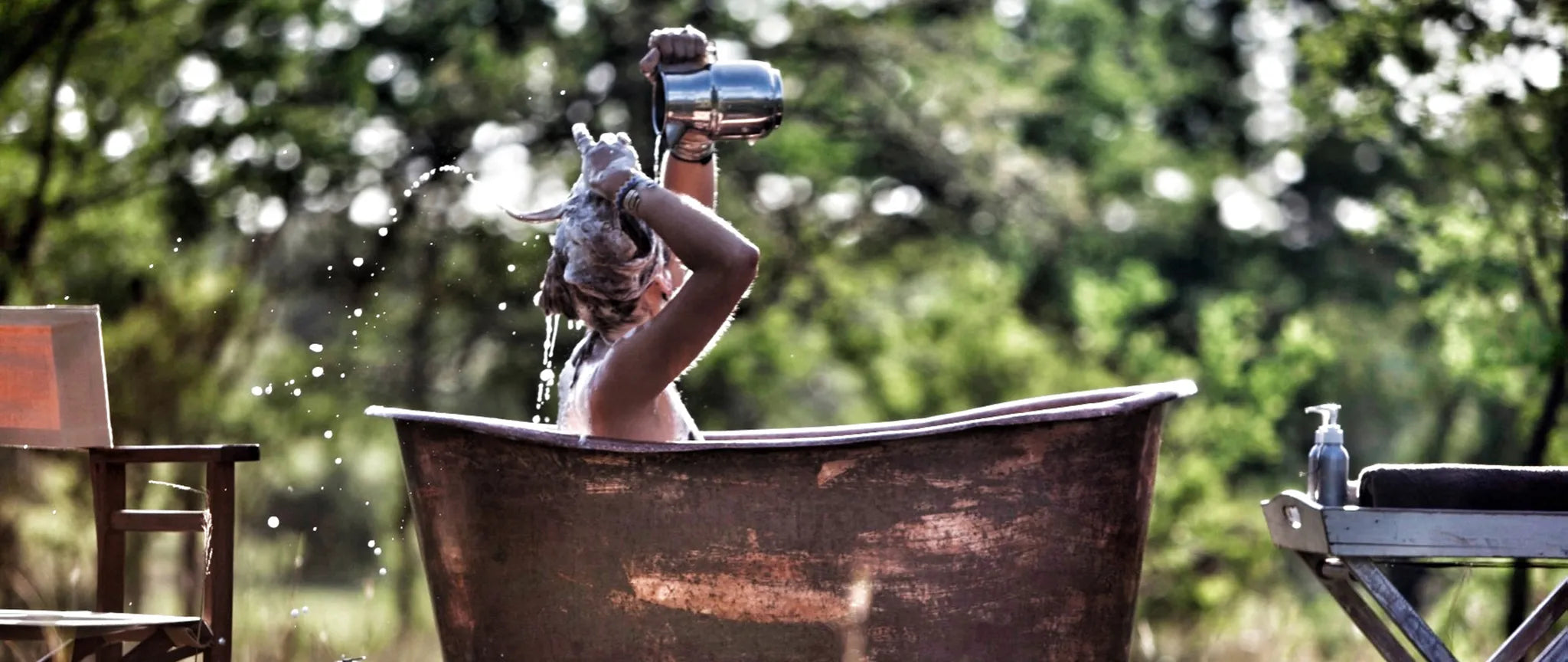The outdoor bath at Serian's Serengeti South, Southern Serengeti, Tanzania.