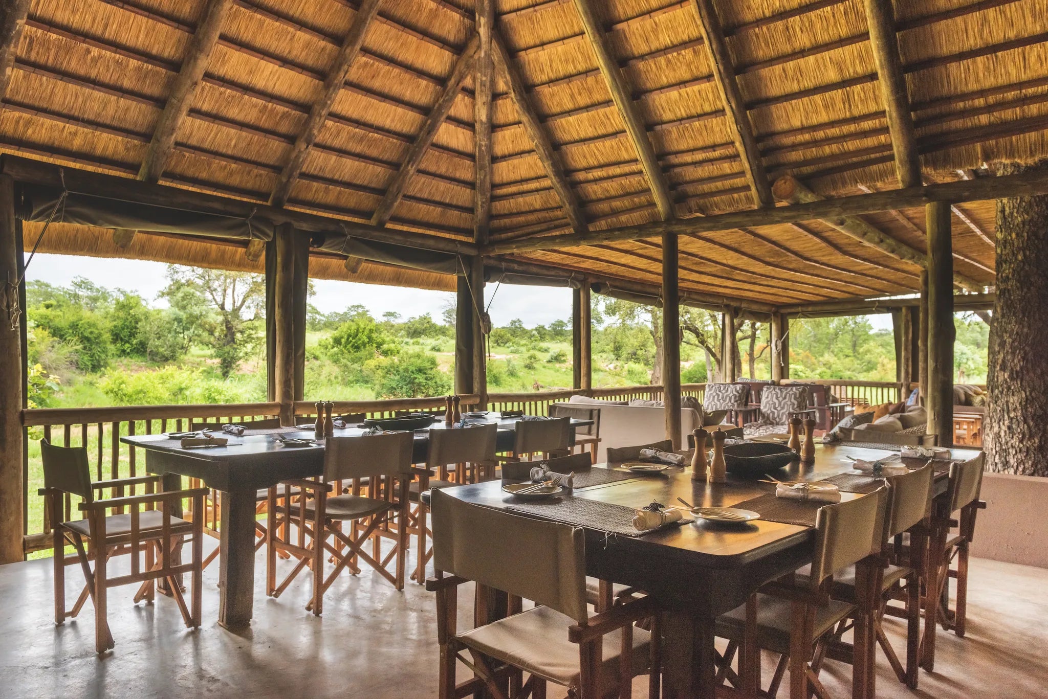 Main area at Shindzela Tented Safari Camp, Timbavati Private Nature Reserve, South Africa.