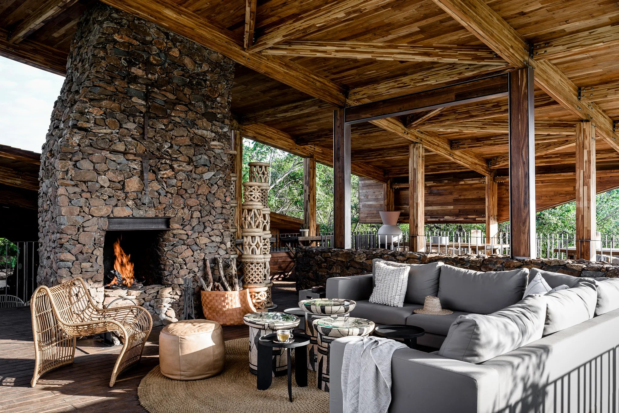 Singita Faru Faru Lodge - Fireplace at Singita Faru Faru Lodge, Singita Serengeti Grumeti, Tanzania.