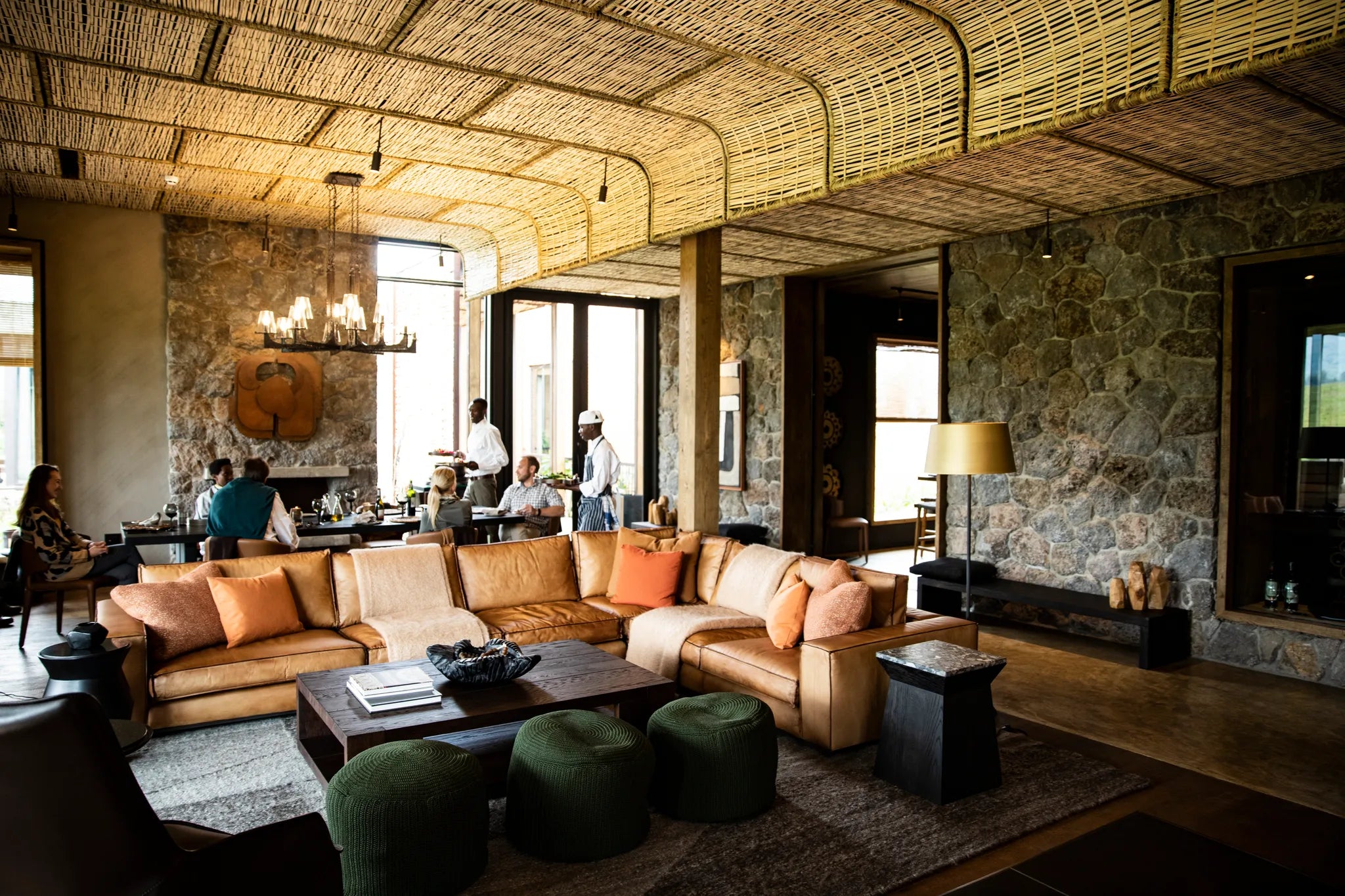 Singita Kataza House - Lounge Area at Singita Kataza House, Volcanoes National Park, Rwanda.