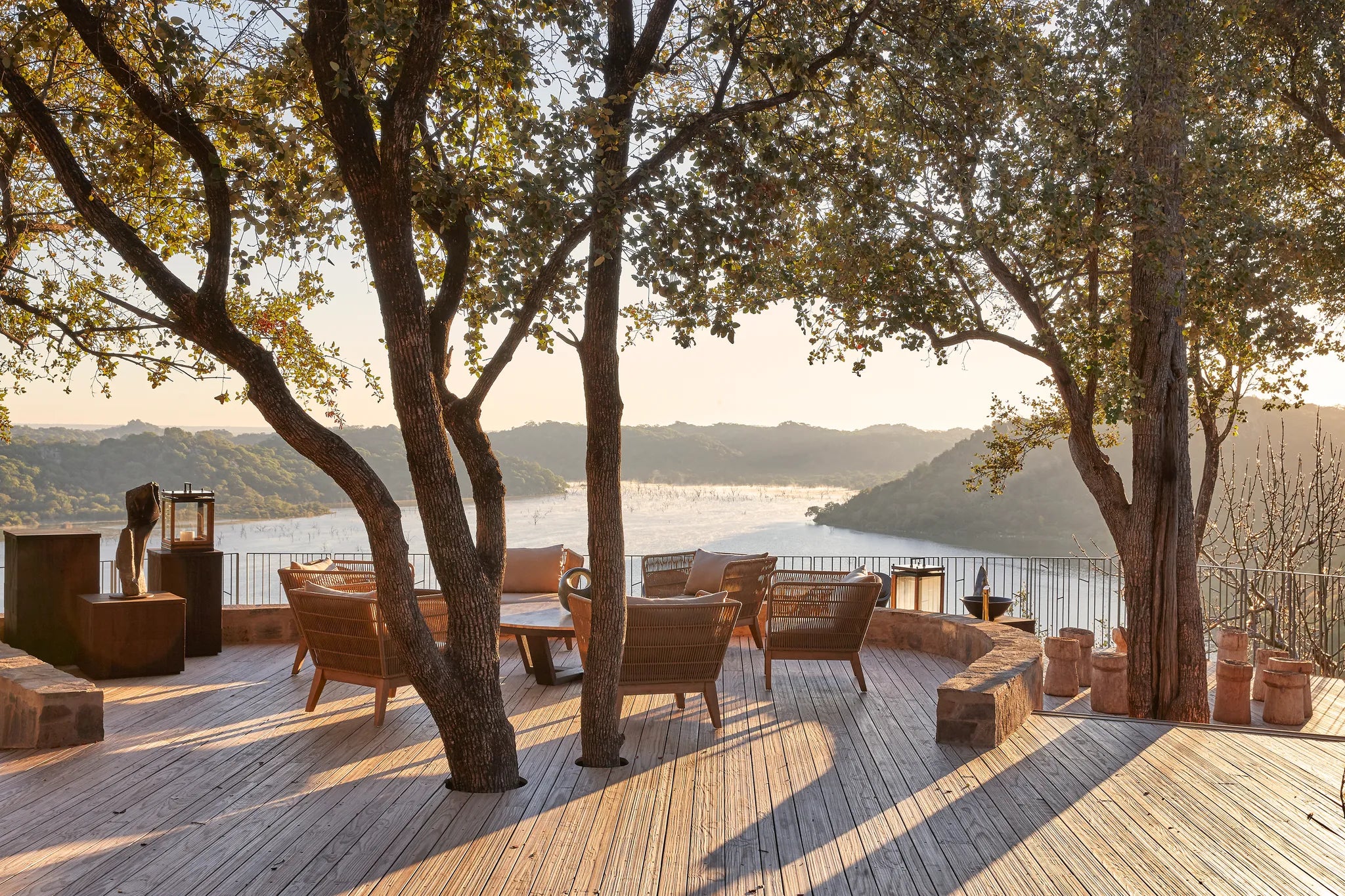 Singita Pamushana Lodge Deck at Singita Pamushana Lodge, Malilangwe Wildlife Reserve, Zimbabwe.