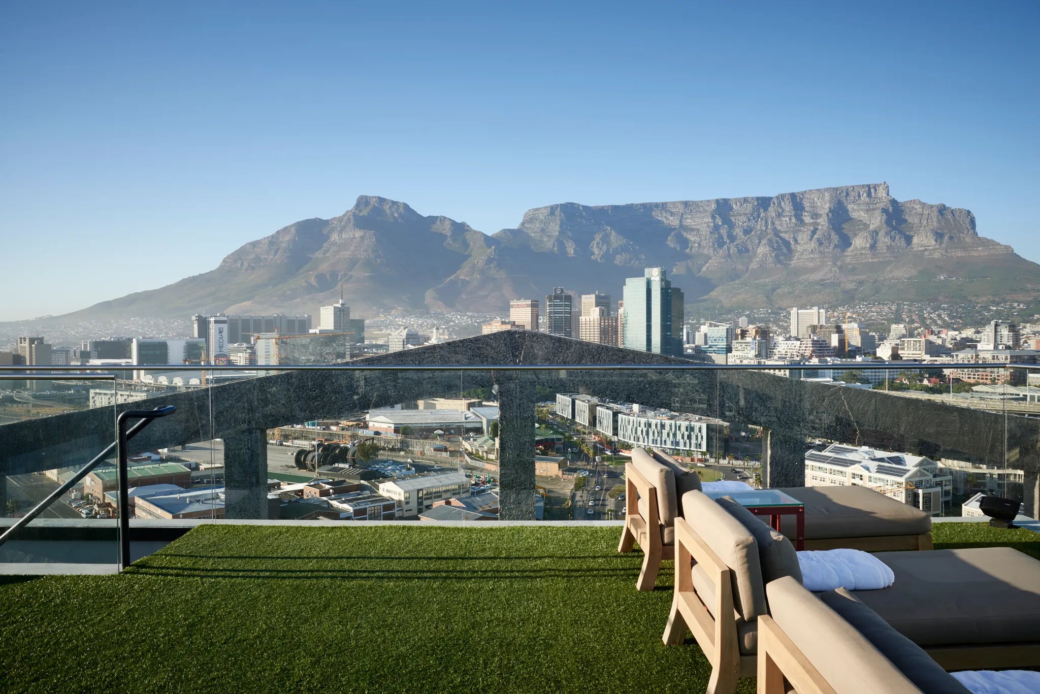 Table Mountain Rooftop View at The Silo Hotel, Cape Town, South Africa.