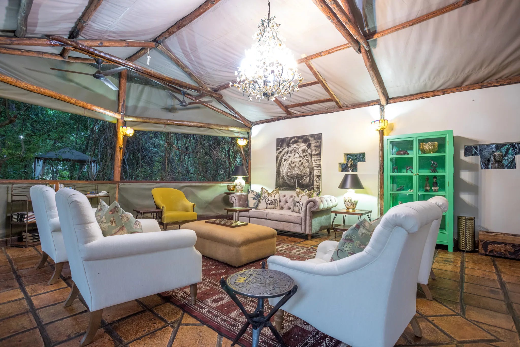 Lounge Area at Tintswalo Siankaba, Victoria Falls (Zambia), Zambia.