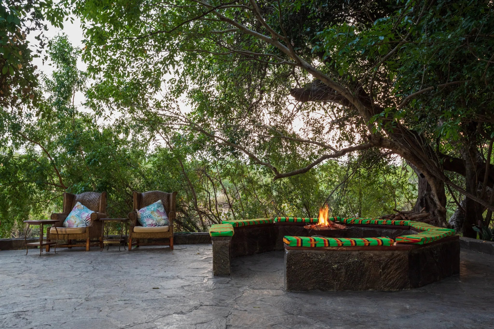 Social Fire Pit at Tintswalo Siankaba, Victoria Falls (Zambia), Zambia.