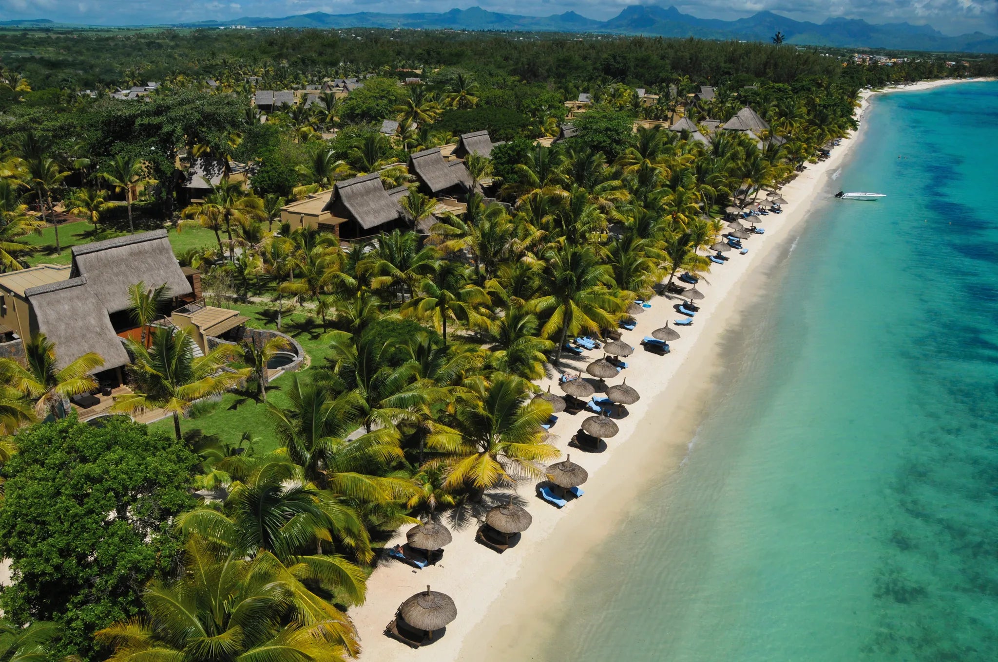 Aerial at Trou aux Biches Beachcomber Golf Resort & Spa, Trou-Aux-Biches, Mauritius.