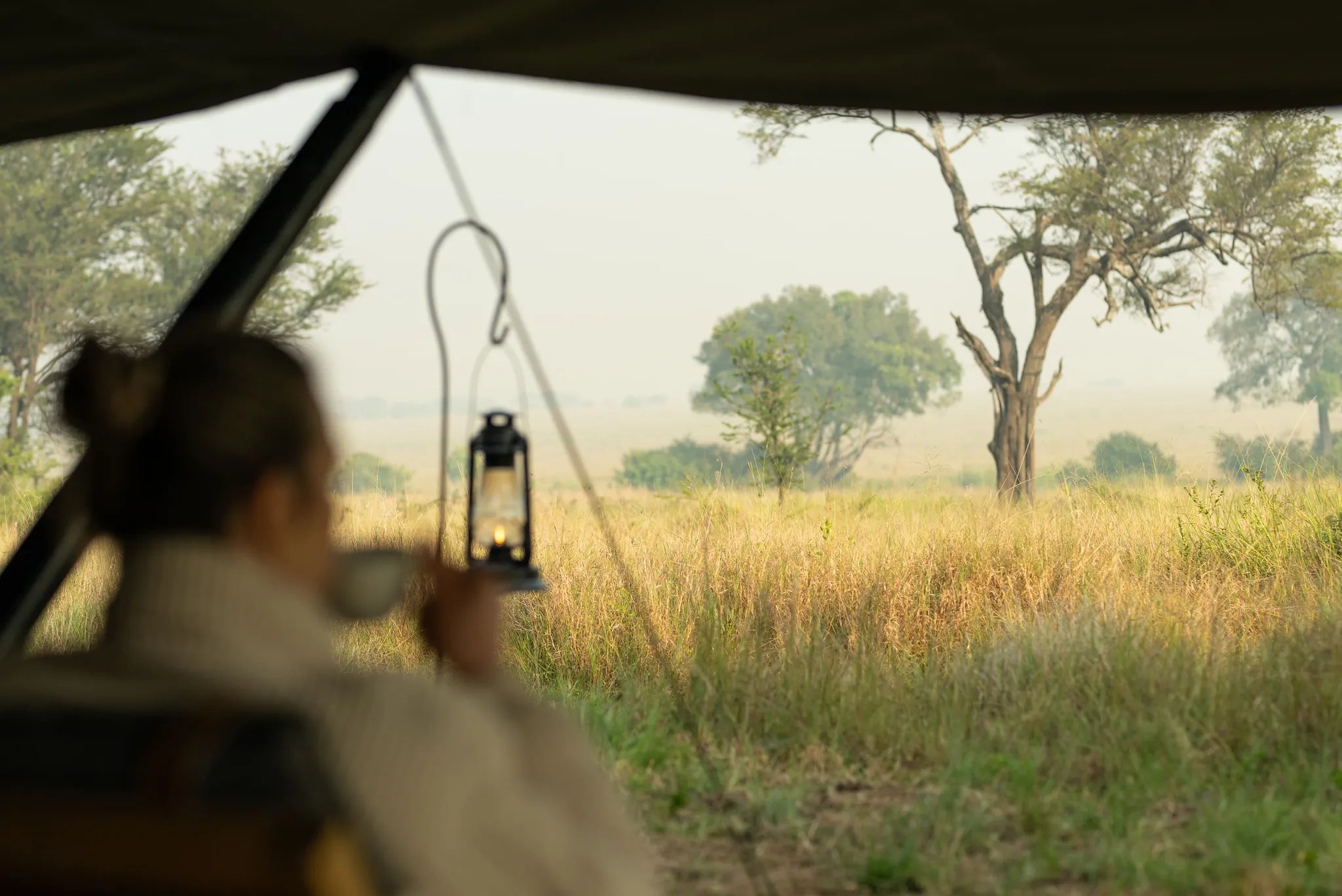 Ubuntu Camp - Coffee with a view at Ubuntu Migration Camp - North (June - Nov), Northern Serengeti, Tanzania.
