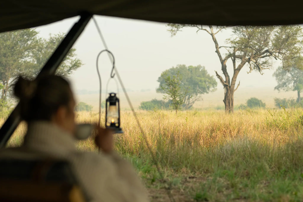 Ubuntu Camp - Coffee with a view at Ubuntu Migration Camp - South (Dec - Mar), Southern Serengeti, Tanzania.