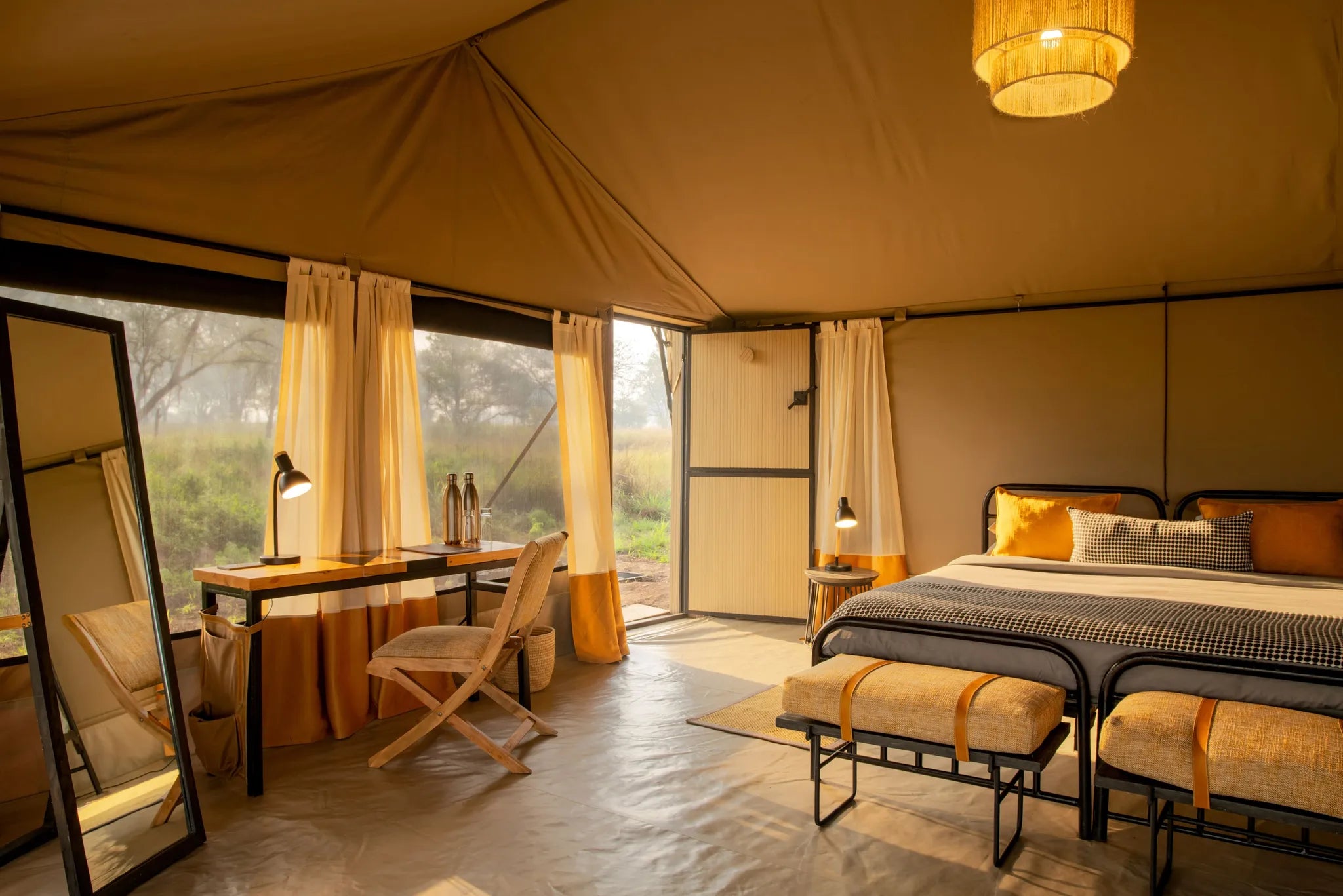 Ubuntu Camp - Guest tent with morning sun shining in at Ubuntu Migration Camp - South (Dec - Mar), Southern Serengeti, Tan...