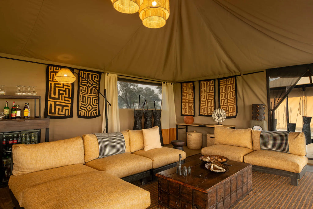 Ubuntu Camp - Lounge in main area at Ubuntu Migration Camp - South (Dec - Mar), Southern Serengeti, Tanzania.