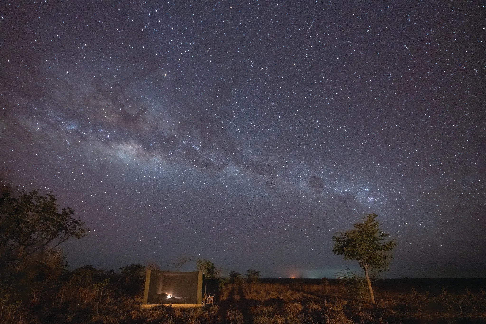 Usangu Expedition Camp - Stargazing Cube at Night at Usangu Expedition Camp, Ruaha National Park, Tanzania.