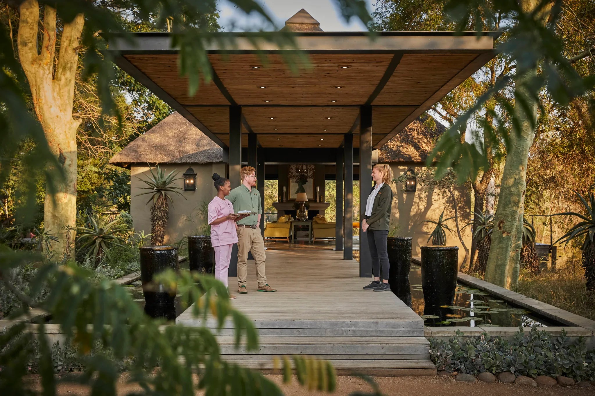 Waterside Entrance at Waterside at Royal Malewane, Hoedspruit, South Africa.