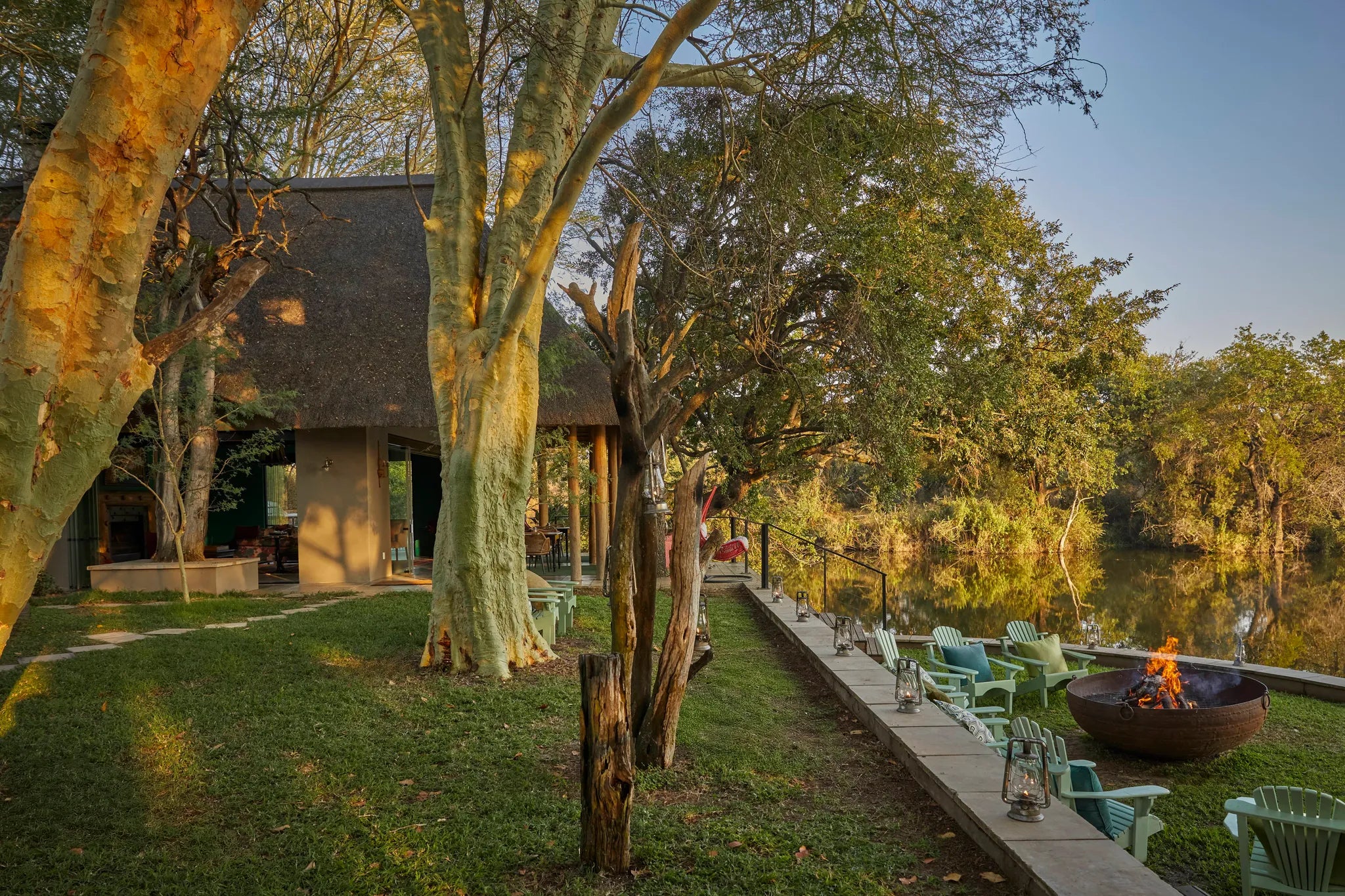 Waterside Fire Pit at Waterside at Royal Malewane, Hoedspruit, South Africa.