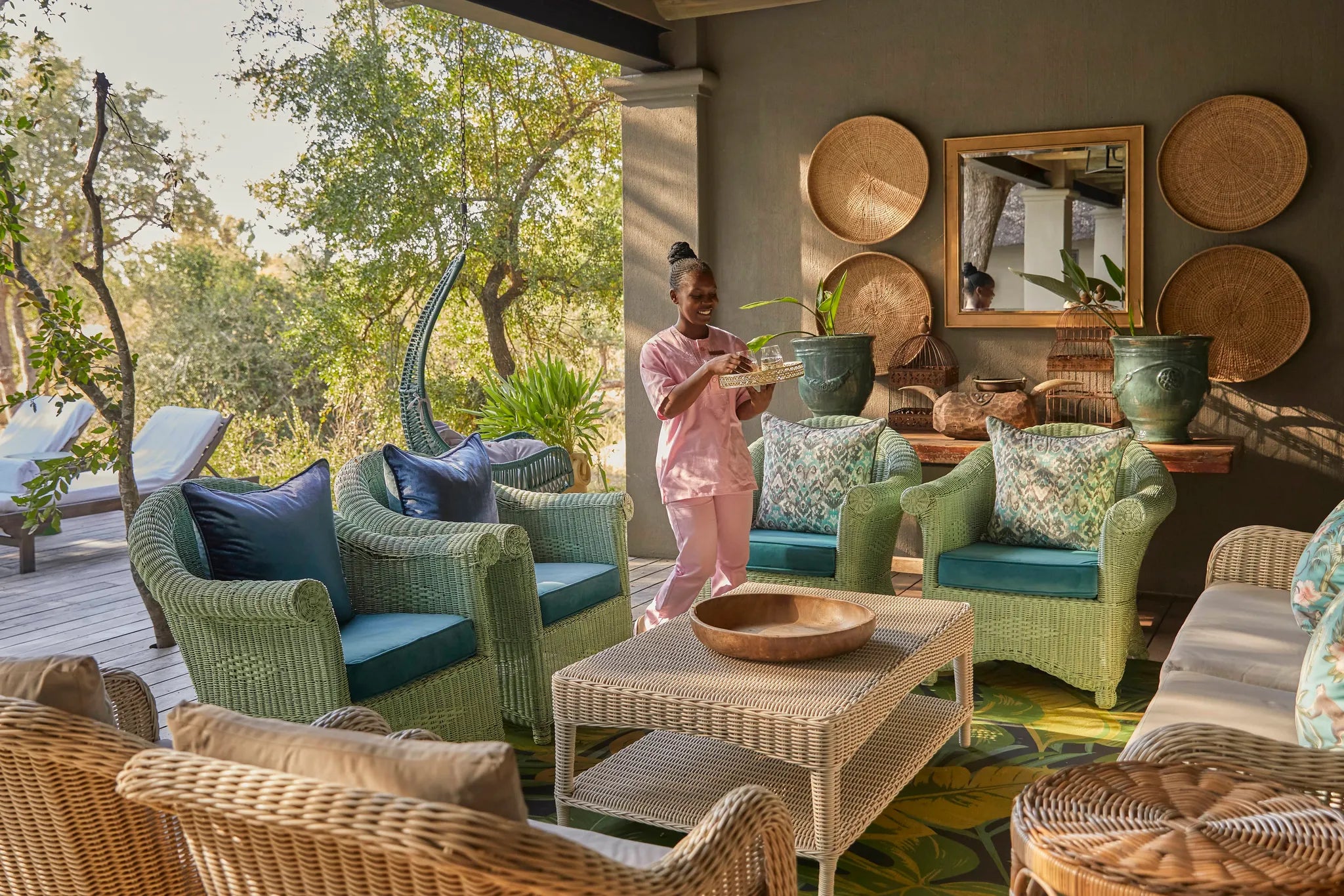 Waterside House Outdoor Lounge at Waterside House at Royal Malewane, Hoedspruit, South Africa.