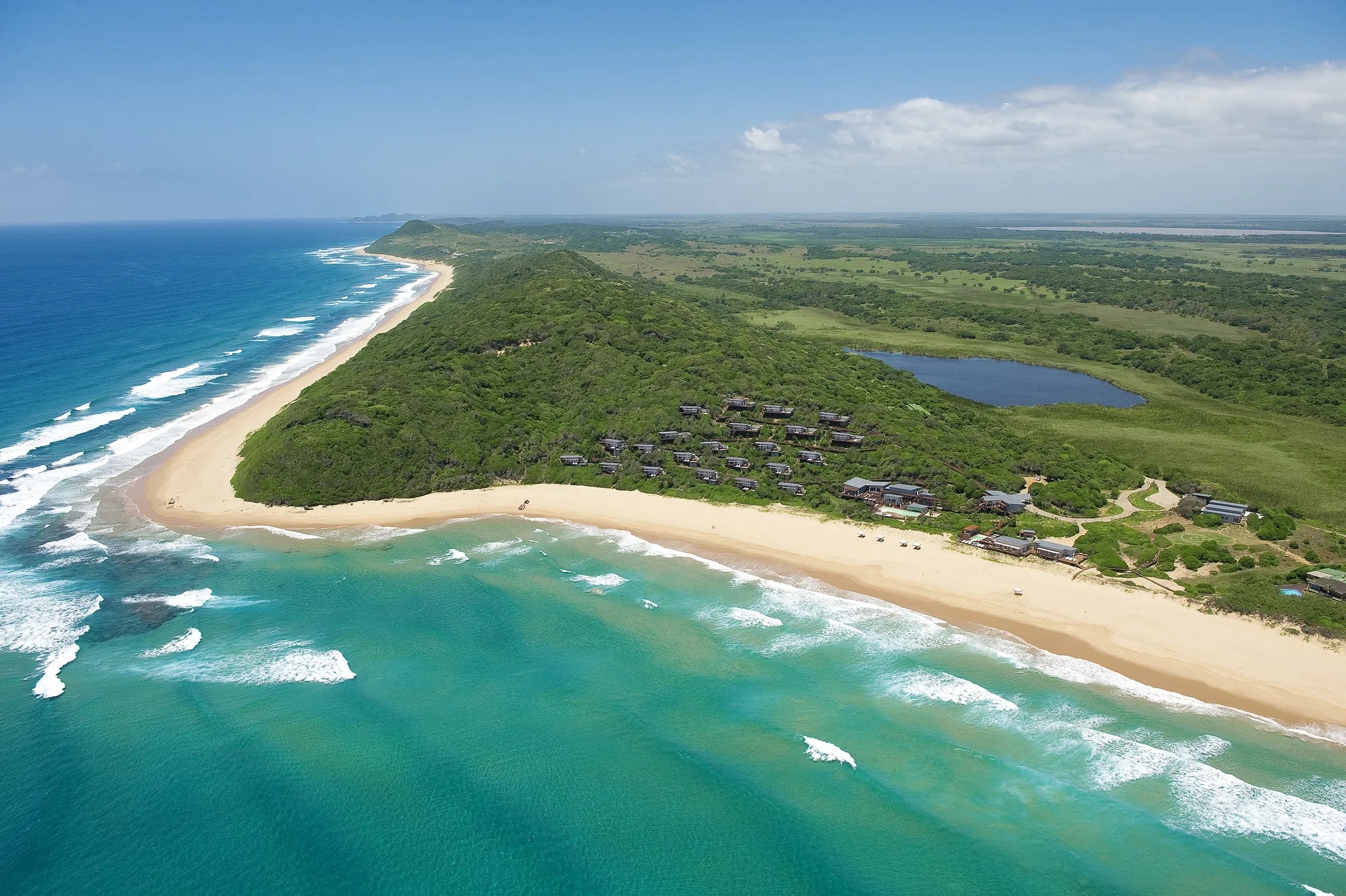 Birds eye view of resort at White Pearl Resorts Ponta Mamoli, Ponta Mamoli, Mozambique.