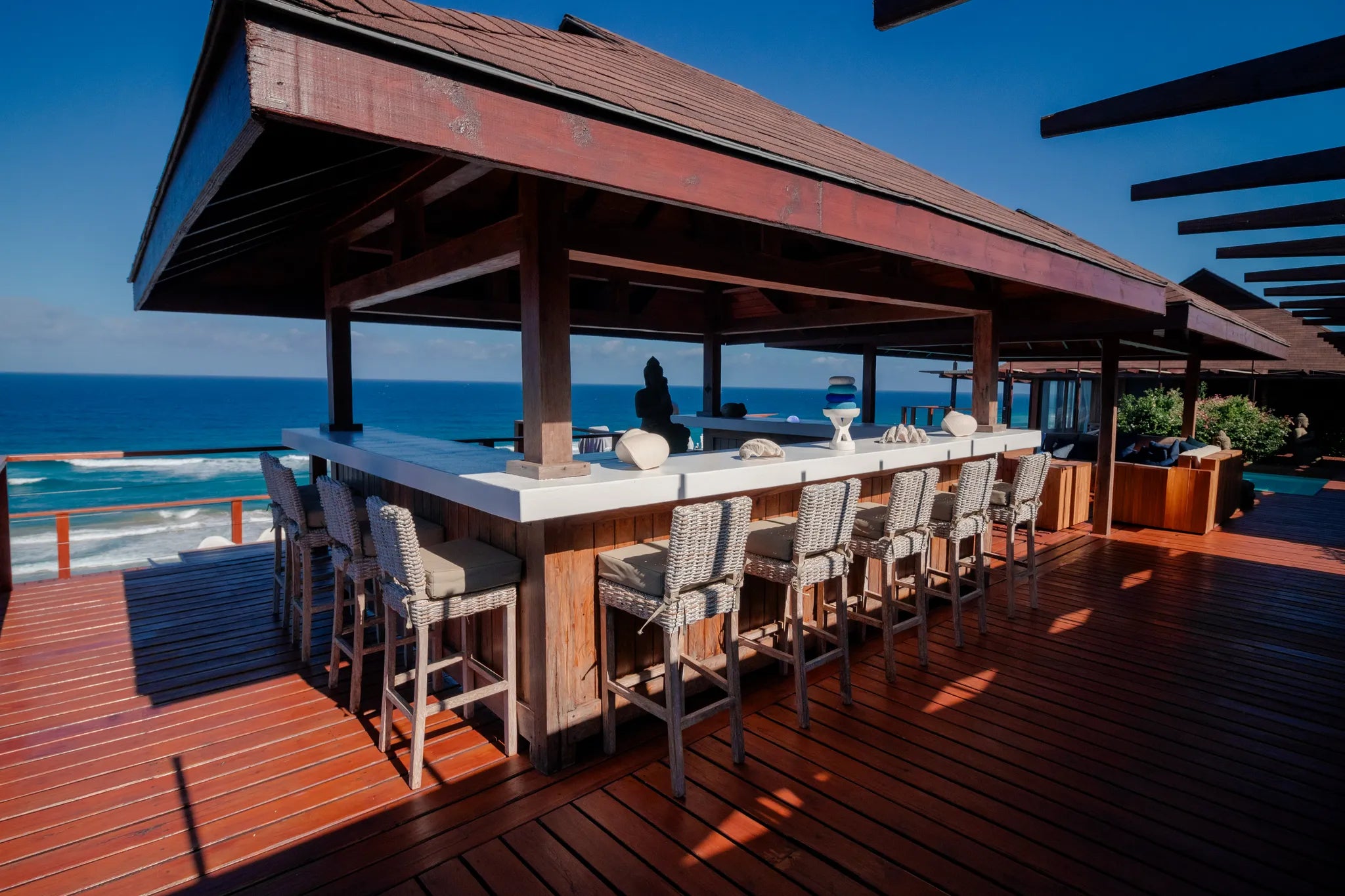 Luxury Private Villa outdoor bar area at White Pearl Resorts Ponta Mamoli, Ponta Mamoli, Mozambique.