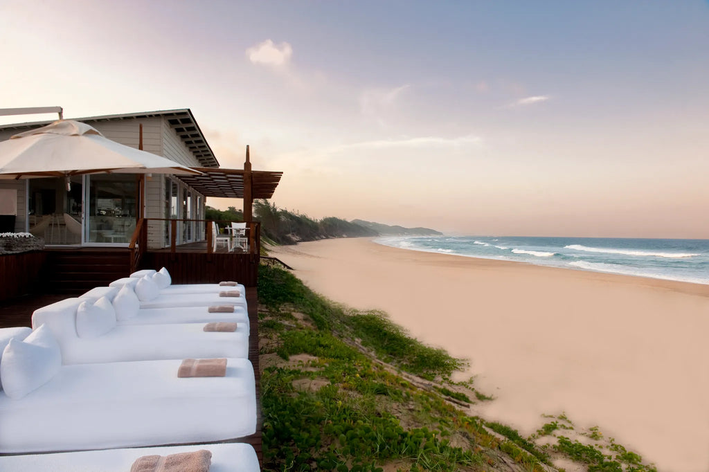Sun loungers at White Pearl Resorts Ponta Mamoli, Ponta Mamoli, Mozambique.