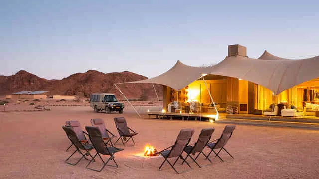 Wilderness Hoanib Skeleton Coast Camp at Wild Camping Hoanib, Hoanib River, Namibia.