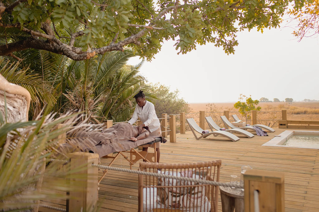 Busanga Bush Camp at Wilderness Busanga Bush Camp, Northern Kafue, Zambia.