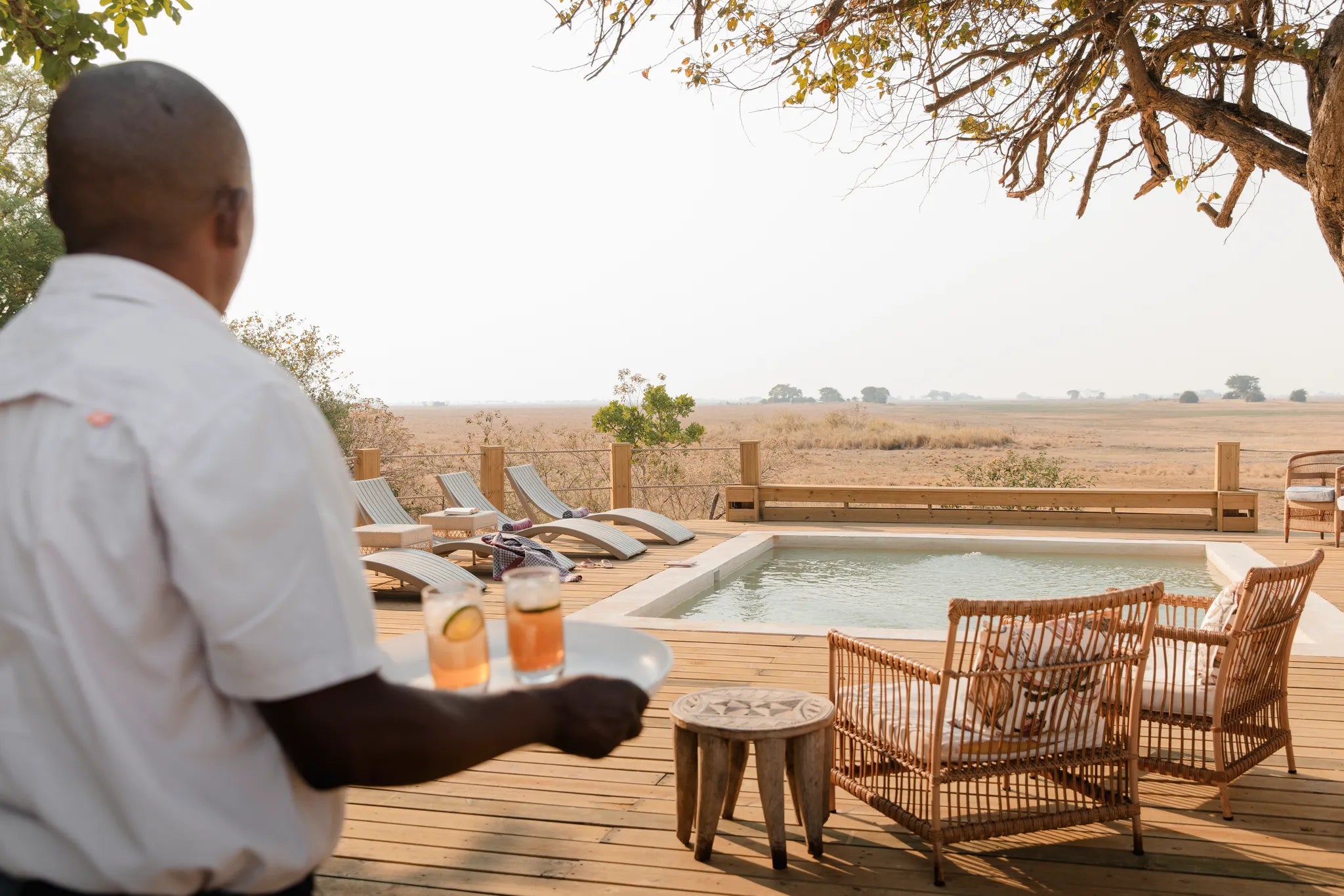 Busanga Bush Camp at Wilderness Busanga Bush Camp, Northern Kafue, Zambia.