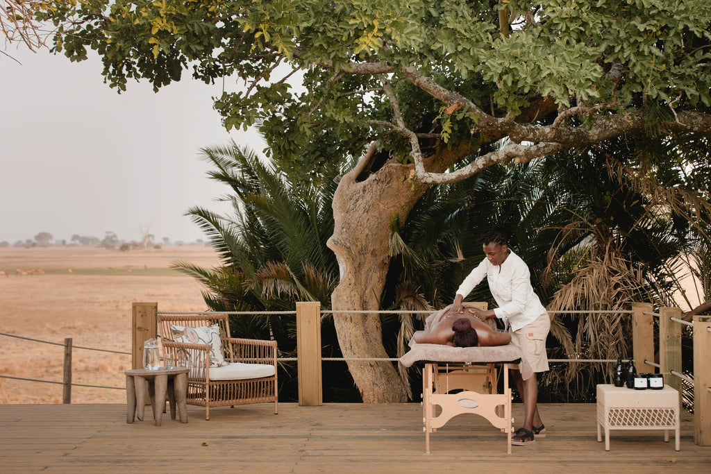 Busanga Bush Camp at Wilderness Busanga Bush Camp, Northern Kafue, Zambia.