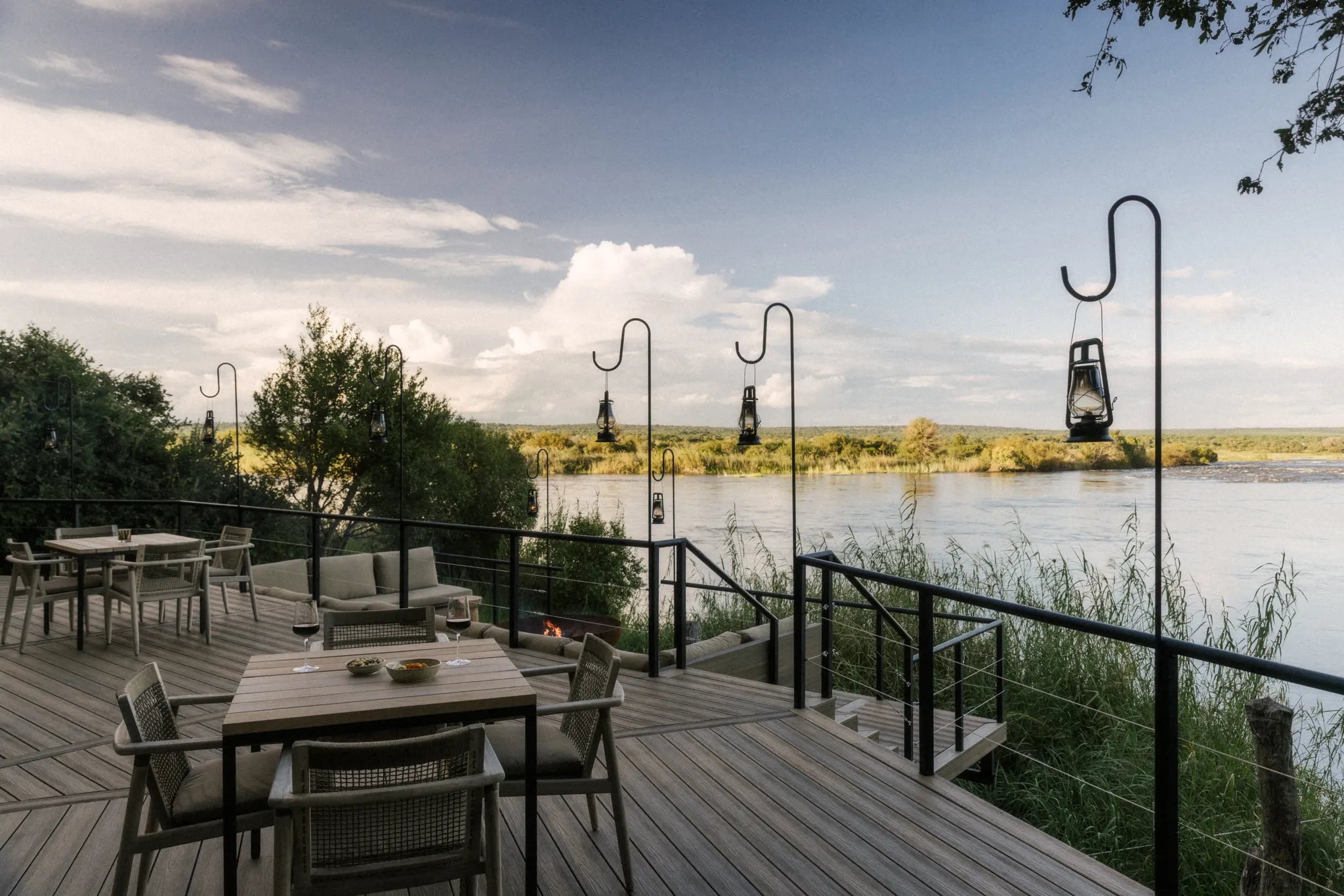 Outdoor Deck Area at Zambezi Sands by Batoka, Victoria Falls (Zimbabwe), Zimbabwe.