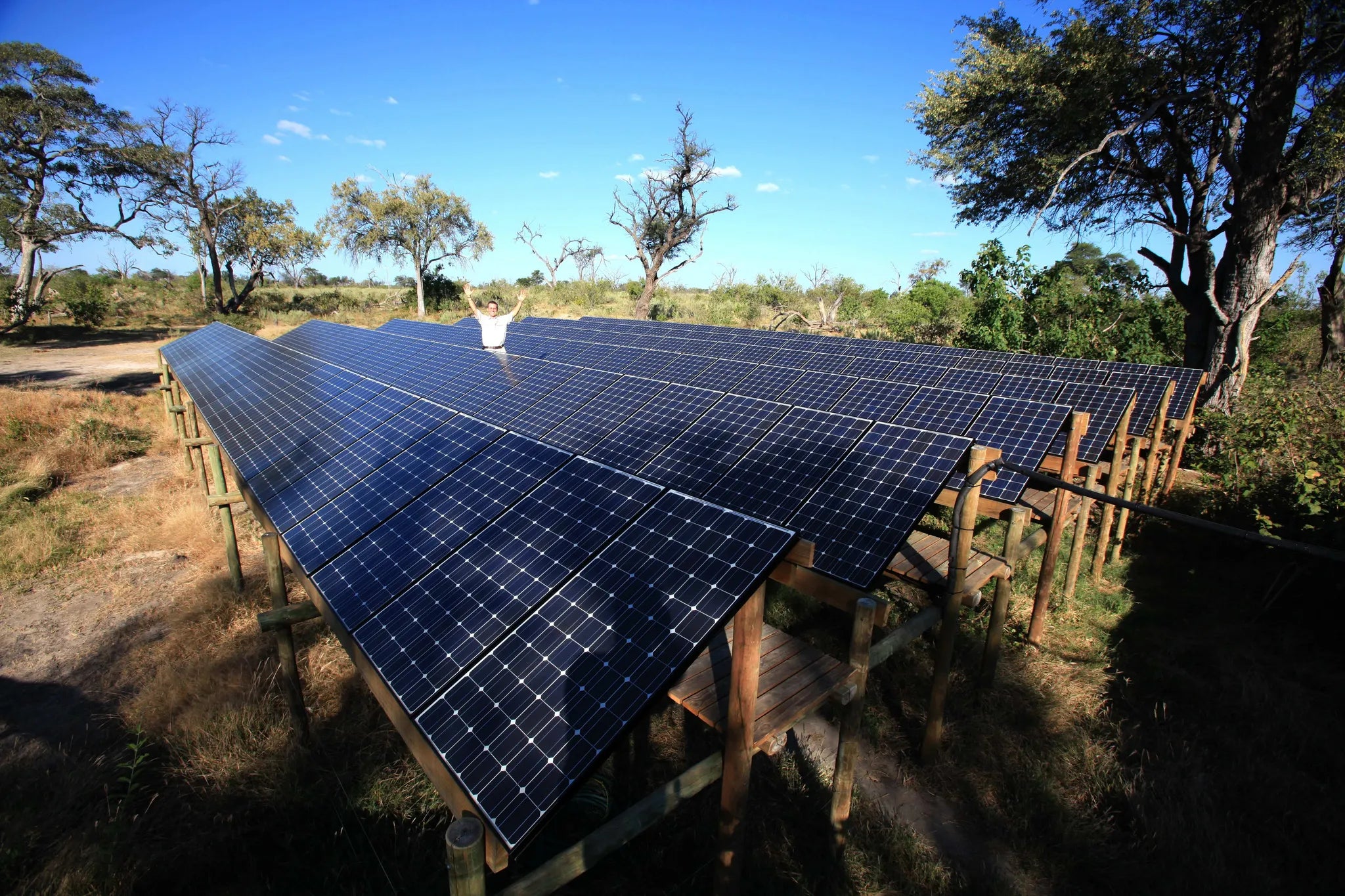 Zarafa Camp - Solar farm at Zarafa Camp, Selinda Reserve, Botswana.