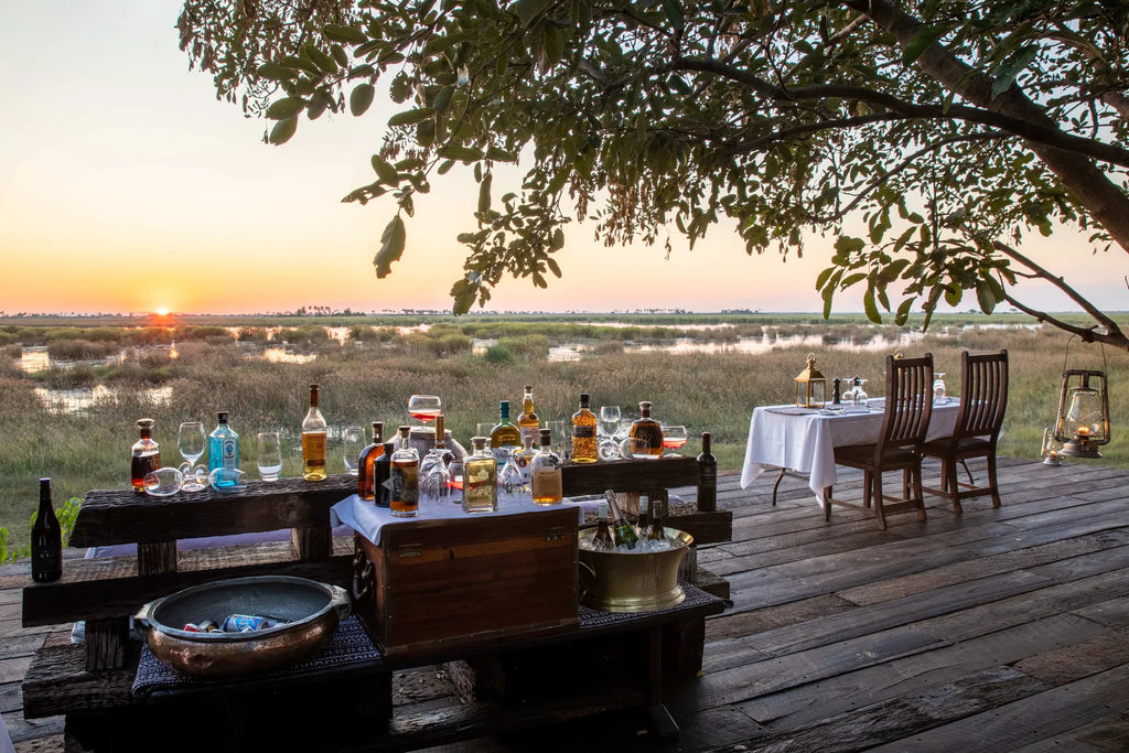 Zarafa Camp - deck overlooking the Zibadianja Lagoon at Zarafa Camp, Selinda Reserve, Botswana.