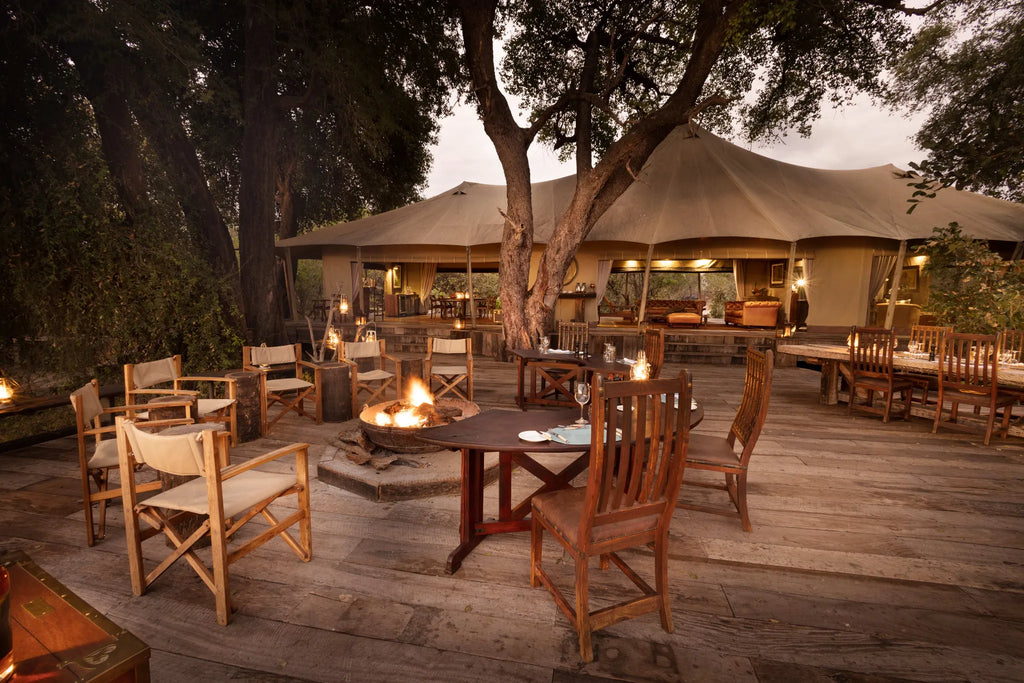 Zarafa Camp - fire pit at Zarafa Camp, Selinda Reserve, Botswana.