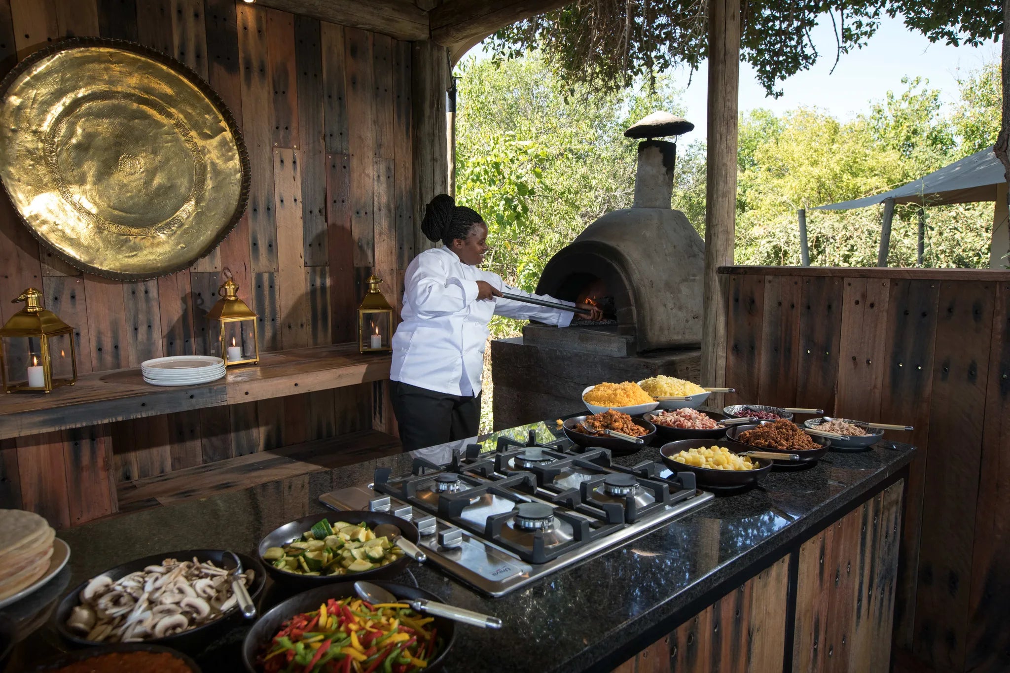 Zarafa Camp - Freshly made pizza at Zarafa Camp, Selinda Reserve, Botswana.