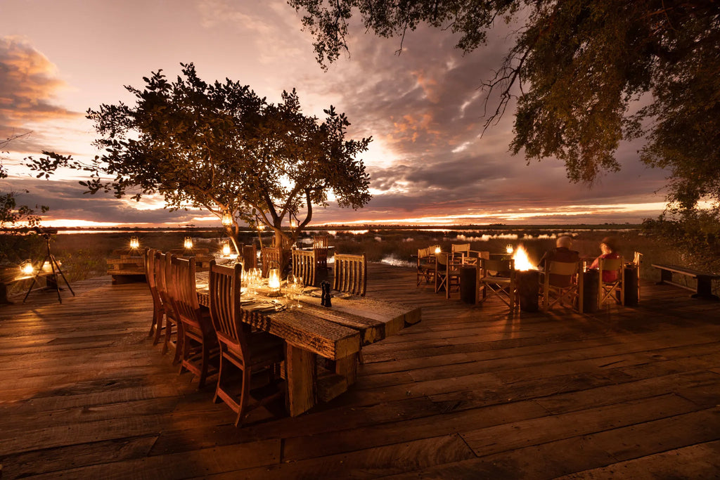 Zarafa Camp - Main area deck at Zarafa Camp, Selinda Reserve, Botswana.