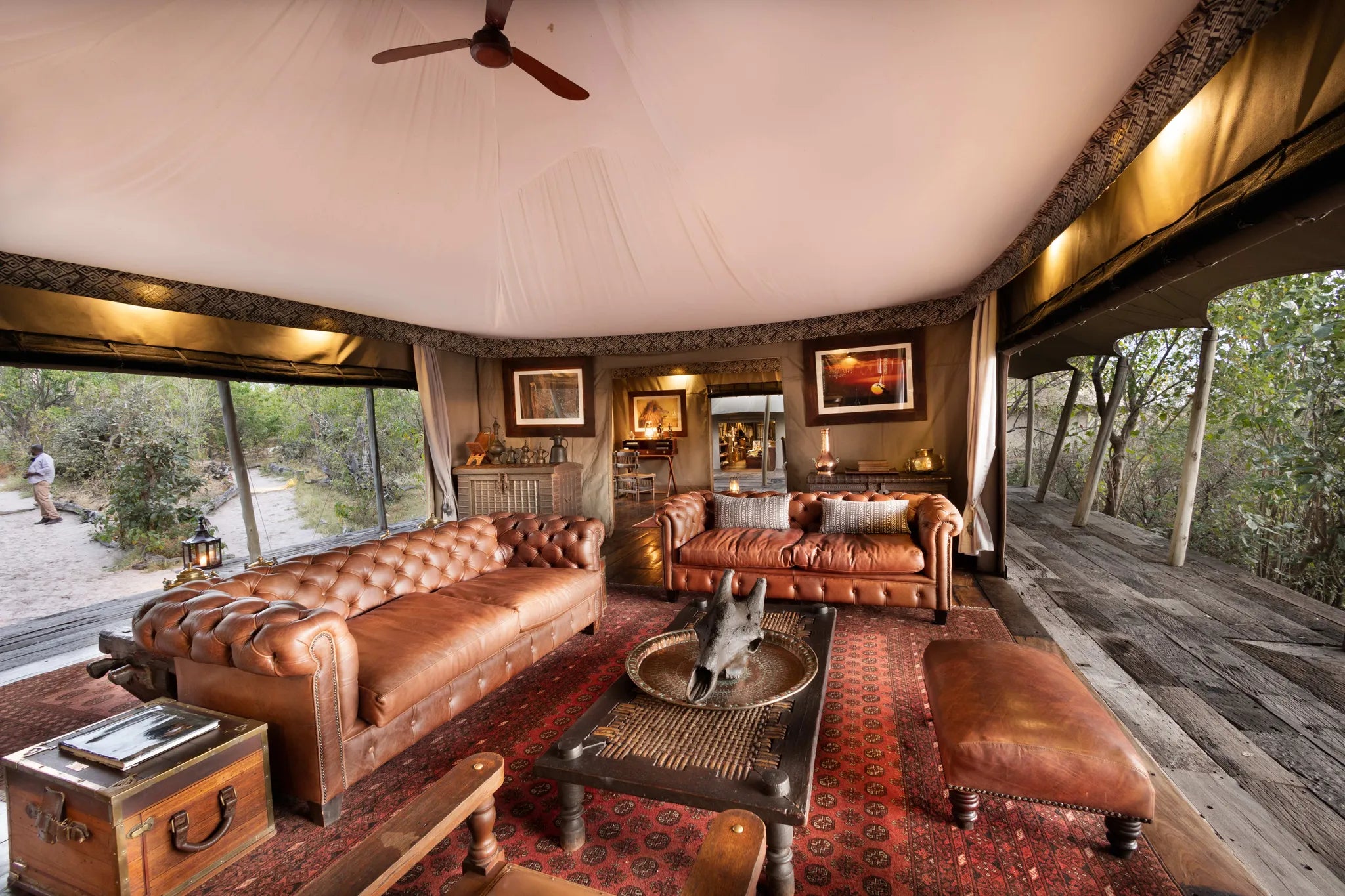 Zarafa Camp - Main area lounge at Zarafa Camp, Selinda Reserve, Botswana.