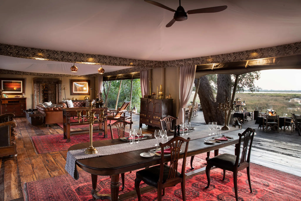 Zarafa Camp - Main area lounge at Zarafa Camp, Selinda Reserve, Botswana.