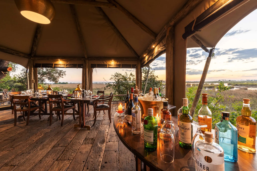 Zarafa Camp - main area overlooking the Zibadianja Lagoon at Zarafa Camp, Selinda Reserve, Botswana.